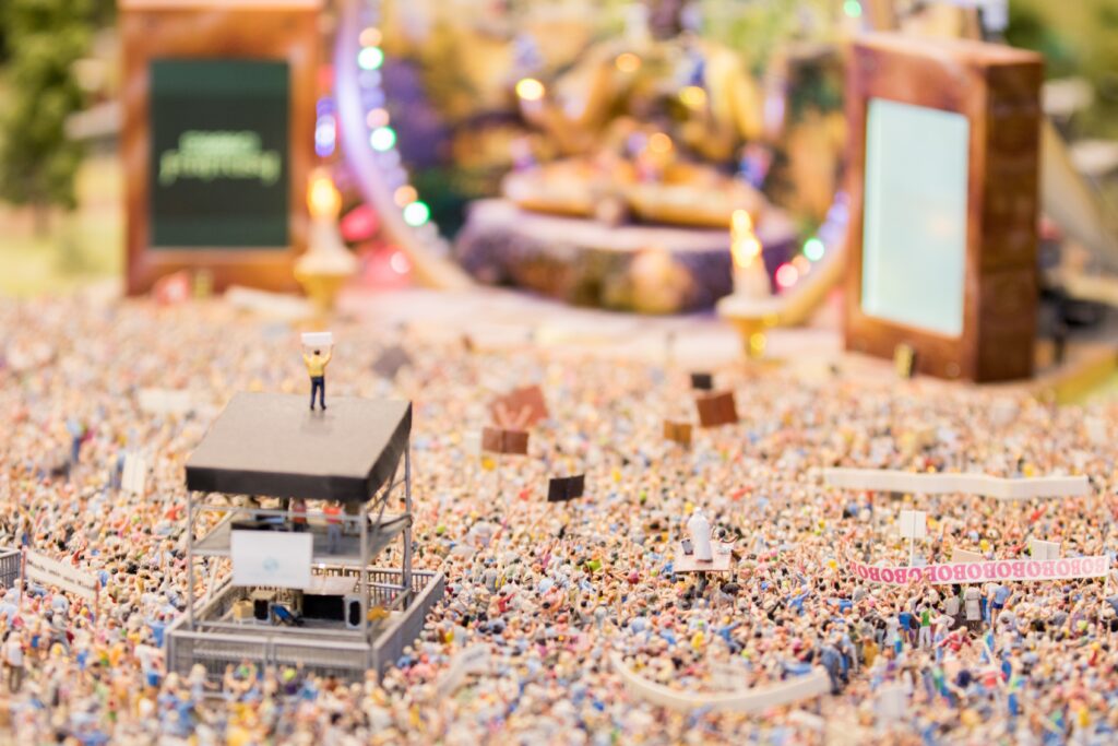 Top view of a crowd of people