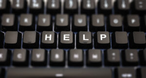 Help text written on computer keypad.