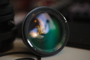 A closeup photo of a dismantled camera lens